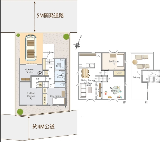 相模原市中央区上溝の新築戸建て6号棟の外観の写真