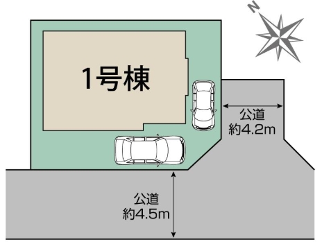 相模原市中央区上矢部2丁目の新築戸建ての区画図の写真
