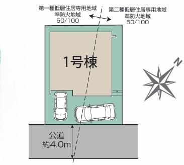 相模原市中央区並木4丁目の新築戸建ての区画図の写真