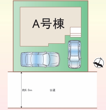 相模原市中央区水郷田名3丁目の新築戸建ての区画図の写真