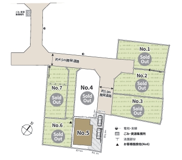 相模原市中央区田名の新築戸建て5号棟の区画図の写真