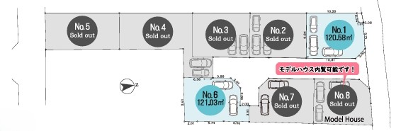相模原市中央区田名の新築戸建て6号棟の区画図の写真