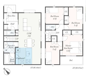 相模原市中央区横山2丁目の新築戸建ての間取図の写真