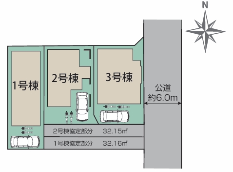 相模原市中央区横山台1丁目の新築戸建て3号棟の区画図の写真