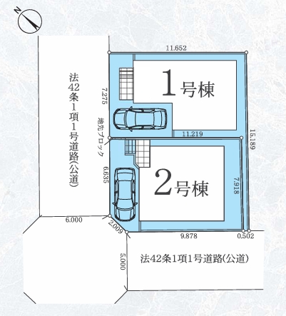 相模原市中央区由野台1丁目の新築戸建て1号棟の区画図の写真