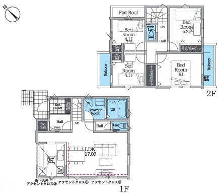 相模原市中央区由野台1丁目の新築戸建て2号棟の間取図の写真