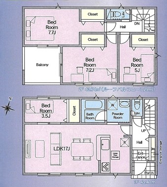 相模原市中央区陽光台4丁目の新築戸建ての間取図の写真