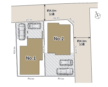 相模原市緑区相原1丁目の新築戸建て1号棟の区画図の写真