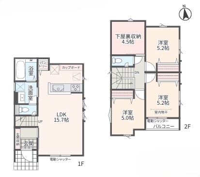 相模原市緑区相原1丁目の新築戸建て2号棟の間取図の写真