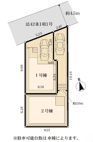 相模原市緑区東橋本3丁目の新築戸建て1号棟の区画図の写真