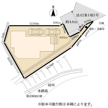 相模原市緑区久保沢2丁目の新築戸建ての区画図の写真
