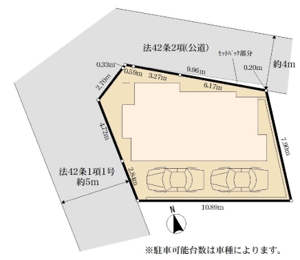 相模原市緑区二本松1丁目の新築戸建ての区画図の写真