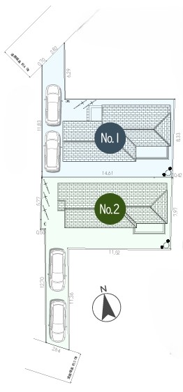 相模原市緑区二本松2丁目の新築戸建て1号棟の区画図の写真
