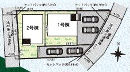 相模原市南区磯部の新築戸建て1号棟の区画図の写真