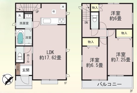 相模原市南区上鶴間1丁目の新築戸建てA号棟の間取図の写真