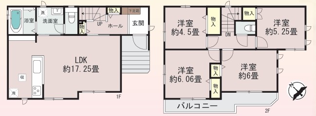 相模原市南区上鶴間1丁目の新築戸建てB号棟の間取図の写真