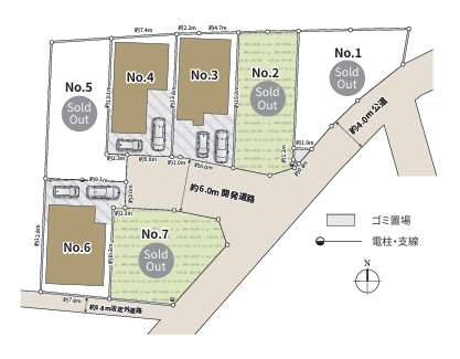 相模原市南区上鶴間本町9丁目の新築戸建て6号棟の区画図の写真