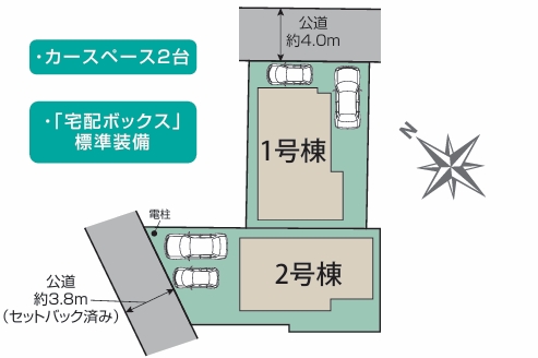 相模原市南区御園2丁目の新築戸建て2号棟の区画図の写真