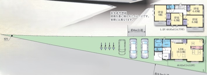 相模原市南区西大沼3丁目の新築戸建てL号棟の間取図の写真