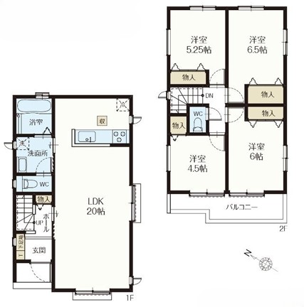 相模原市南区相模台6丁目の新築戸建てA号棟の間取図の写真