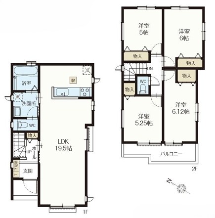 相模原市南区相模台6丁目の新築戸建てB号棟の間取図の写真