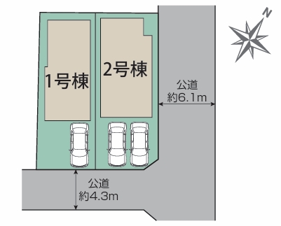 相模原市南区相模台6丁目の新築戸建て1号棟の区画図の写真