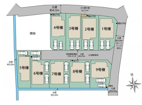 相模原市南区新戸の新築戸建て2号棟の区画図の写真