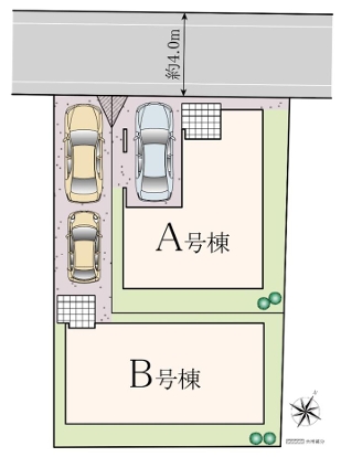 相模原市南区相南3丁目の新築戸建てA号棟の区画図の写真
