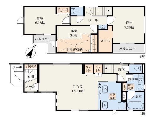 相模原市南区相南2丁目の新築戸建て1号棟の間取図の写真