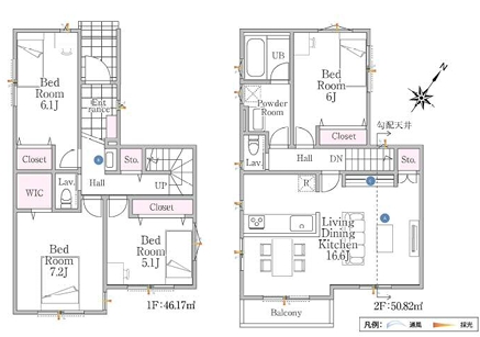 相模原市南区若松6丁目の新築戸建ての間取図の写真