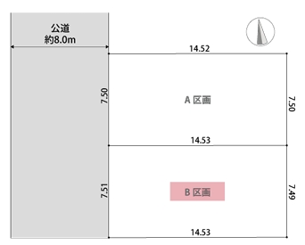 八王子市清川町の土地区画Bの区画図の写真
