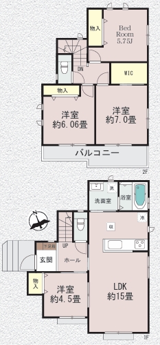 町田市原町田2丁目の新築戸建てCの間取図の写真