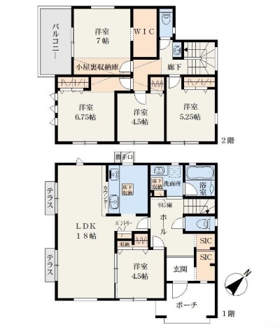 町田市木曽西4丁目の新築戸建ての間取図の写真