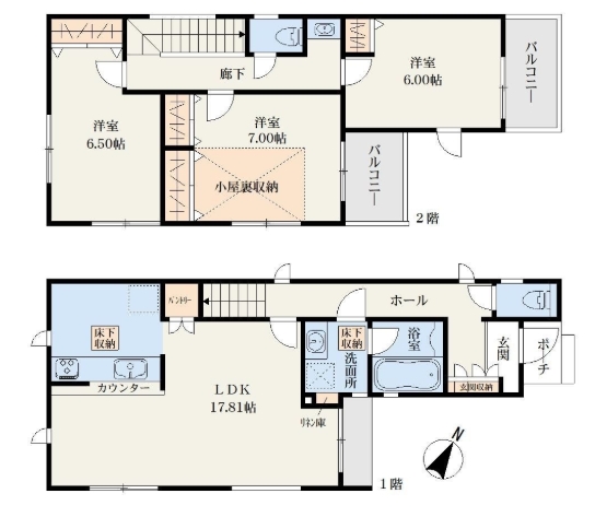 町田市南町田1丁目の新築戸建ての間取図の写真