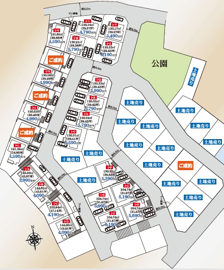 町田市南大谷2丁目の新築戸建ての区画図の写真