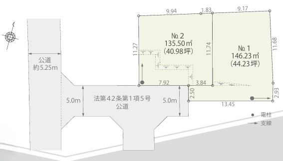 町田市野津田町の土地区画の区画図の写真