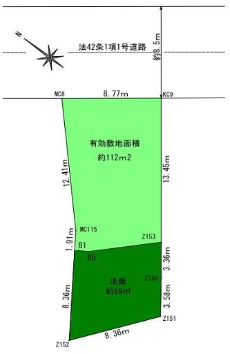 町田市野津田町の土地区画の区画図の写真