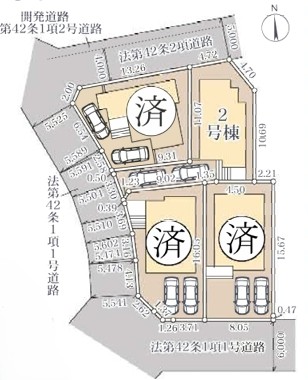 町田市野津田町の新築戸建て2の区画図の写真