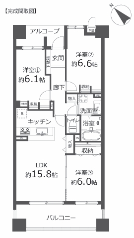 町田市小山ヶ丘3丁目の中古マンションの間取図の写真