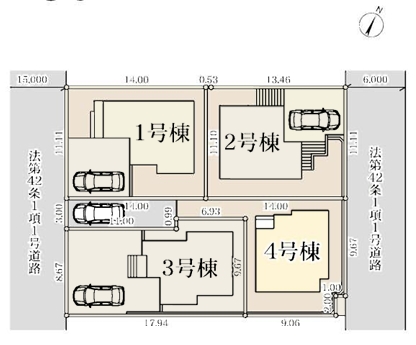 町田市真光寺2丁目の新築戸建て2の区画図の写真