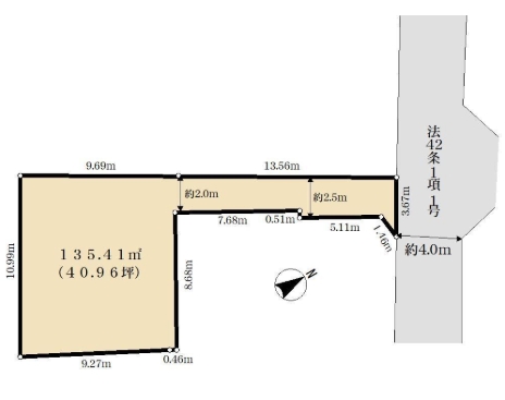 相模原市中央区宮下本町1丁目の土地の区画図の写真