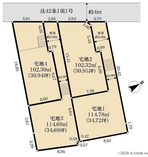 相模原市中央区すすきの町の土地区画1の区画図の写真