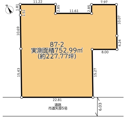 相模原市中央区矢部2丁目の土地の区画図の写真