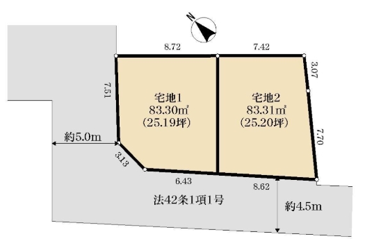 相模原市南区御園1丁目の土地区画1の区画図の写真