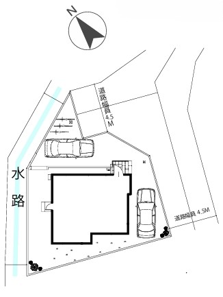 八王子市上柚木の新築戸建ての区画図の写真
