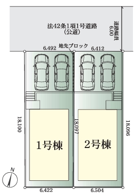 八王子市鹿島の新築戸建て2号棟の区画図の写真