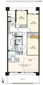 八王子市椚田町の中古マンションの間取図の写真