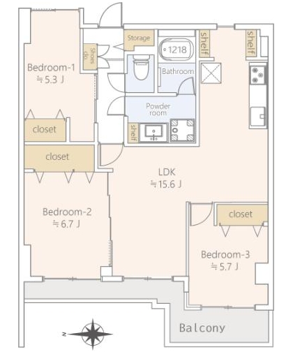 八王子市追分町の中古マンションの間取図の写真