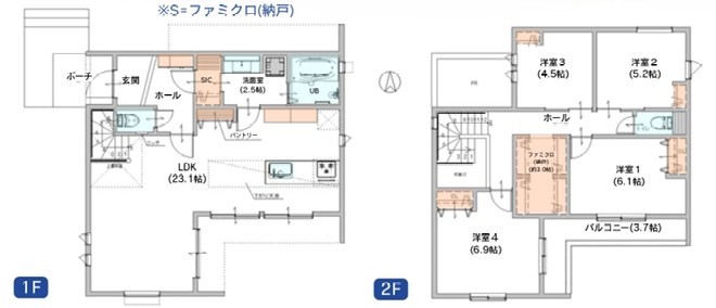 町田市東玉川学園2丁目の新築戸建ての間取図の写真