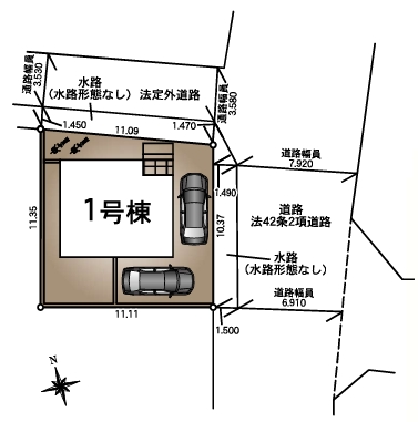 町田市高ヶ坂7丁目の新築戸建ての区画図の写真